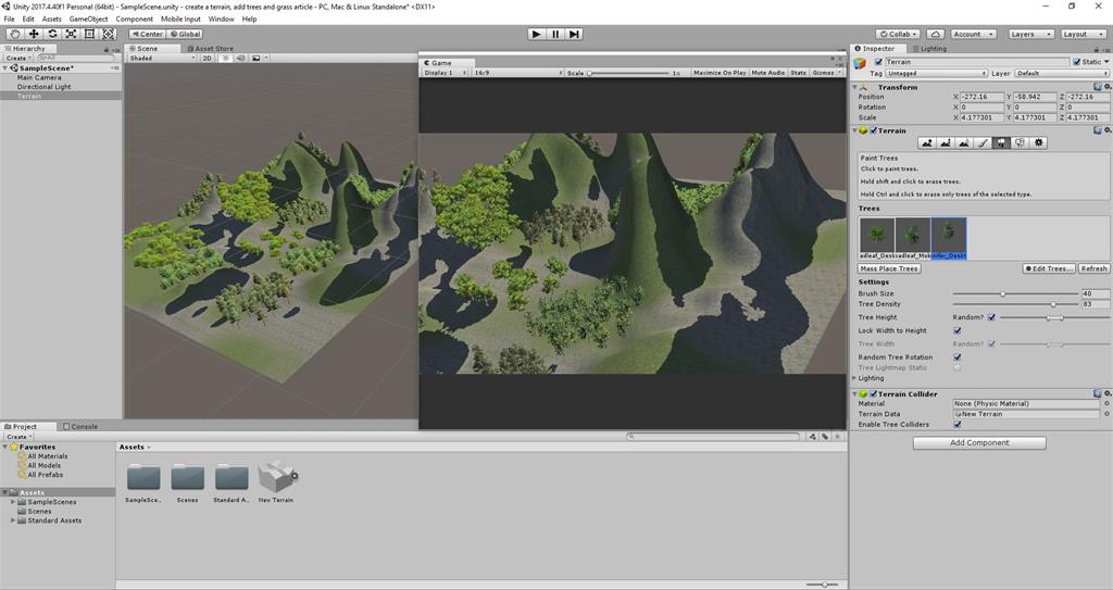 Create A Terrain, Add Trees And Grass In Unity